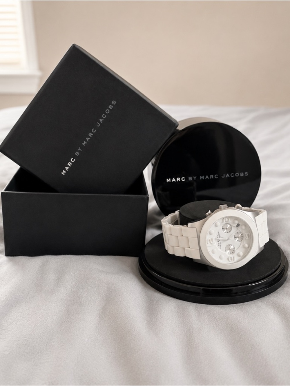 Marc by Marc Jacobs White Ceramic Chronograph with Silver Accents